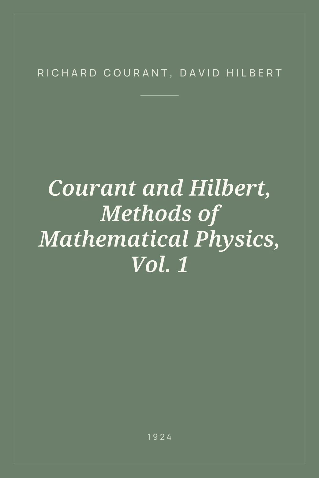Portada de Courant and Hilbert, Methods of Mathematical Physics, Vol. 1