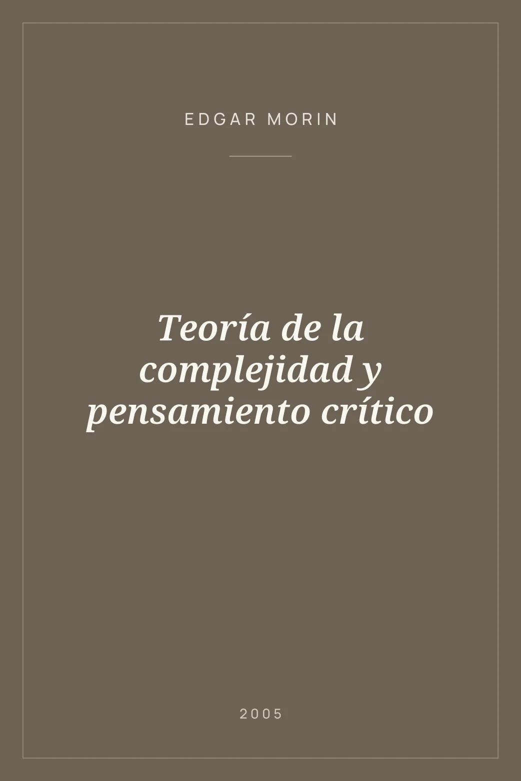 Portada de Teoría de la complejidad y pensamiento crítico