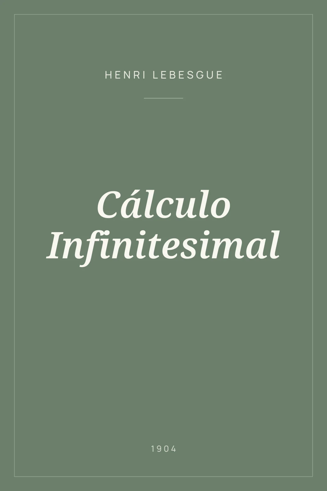 Portada de Cálculo Infinitesimal