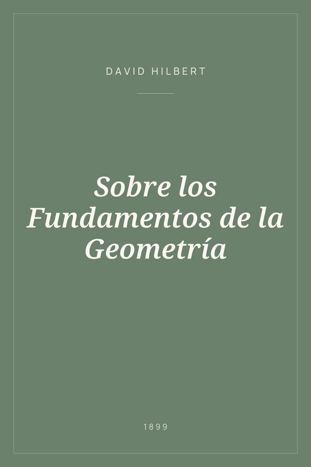 Portada de Sobre los Fundamentos de la Geometría
