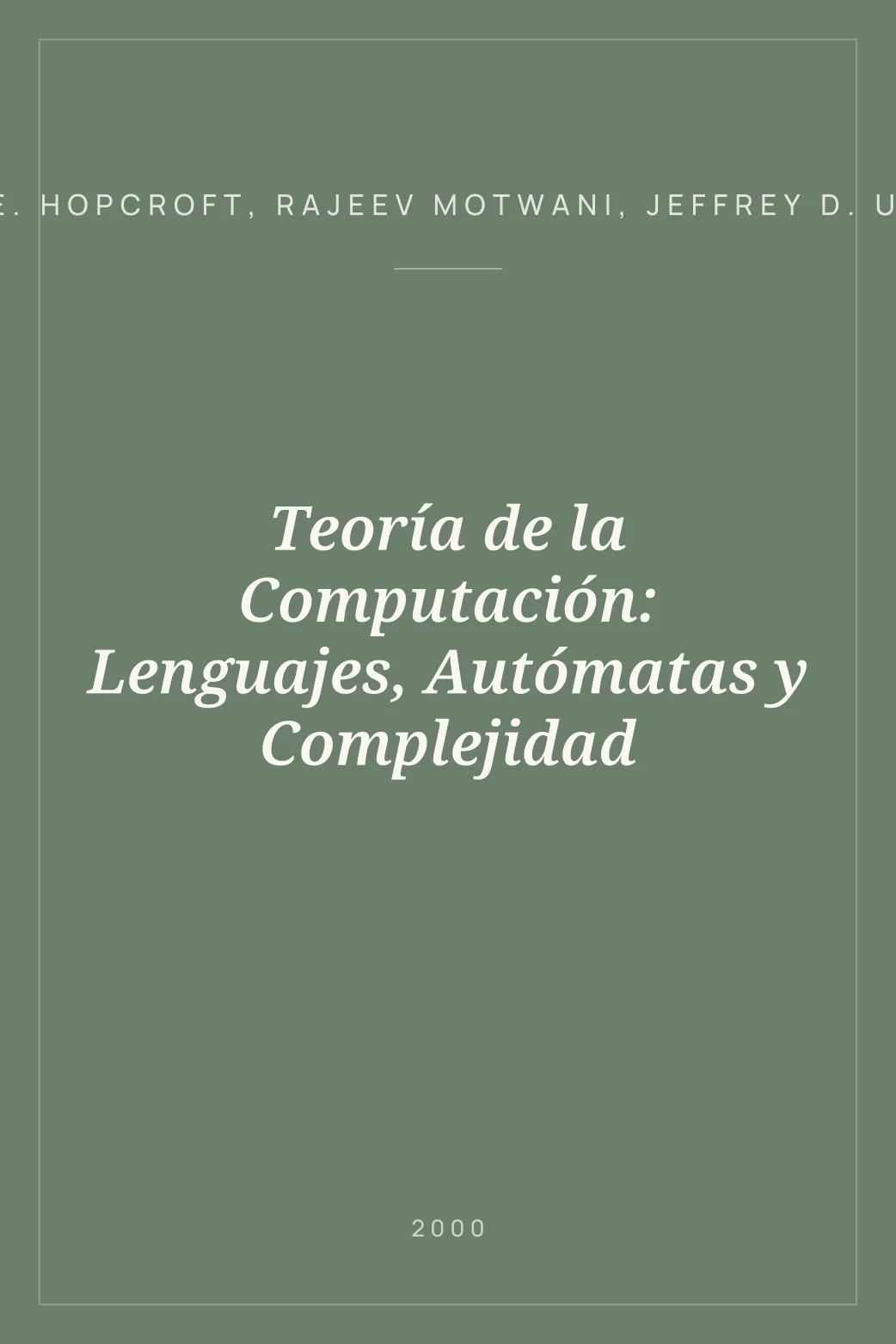 Portada de Teoría de la Computación: Lenguajes, Autómatas y Complejidad