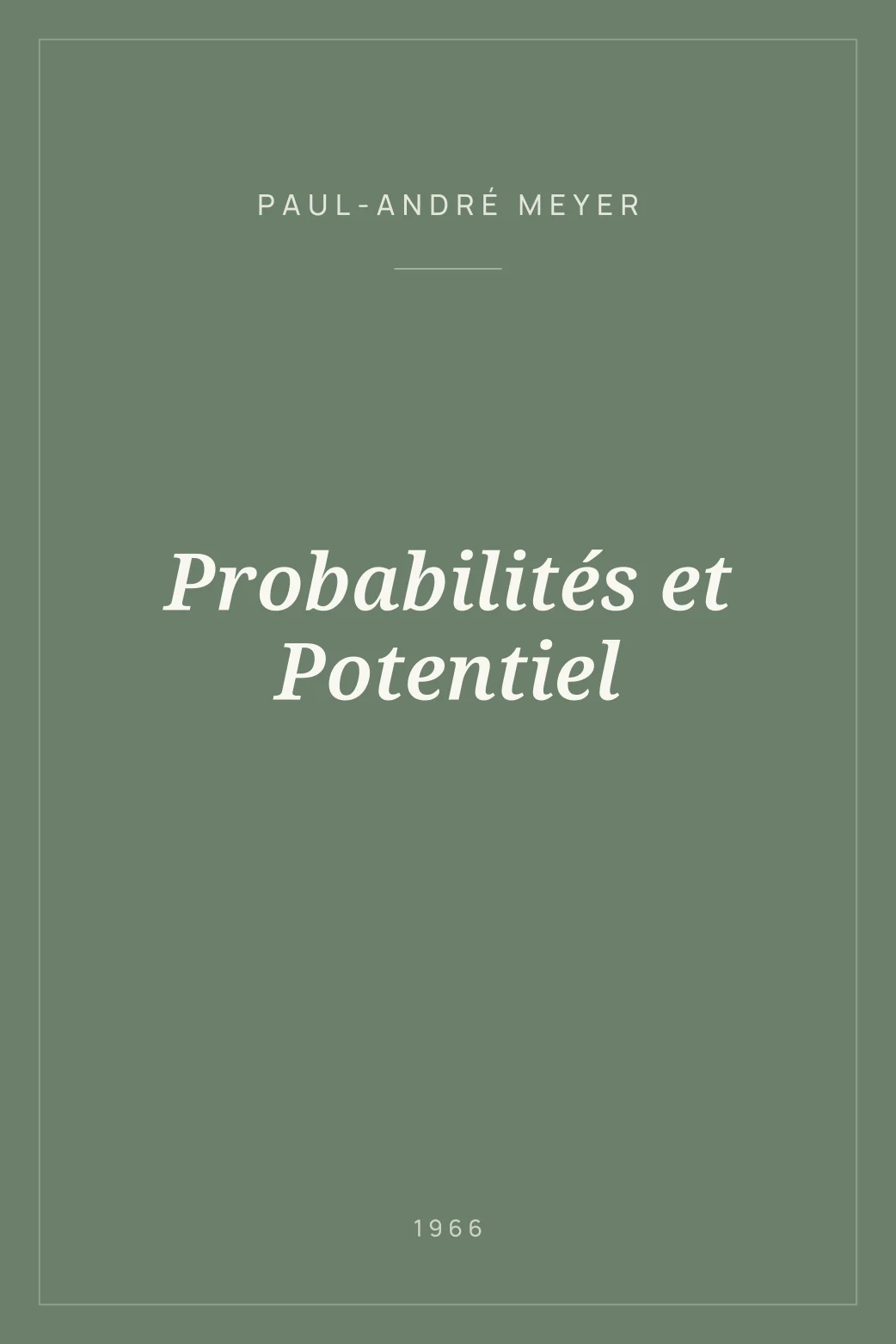 Portada de Probabilités et Potentiel