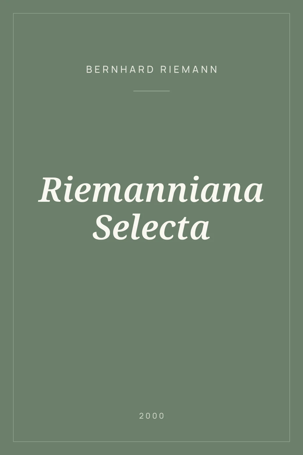 Portada de Riemanniana Selecta