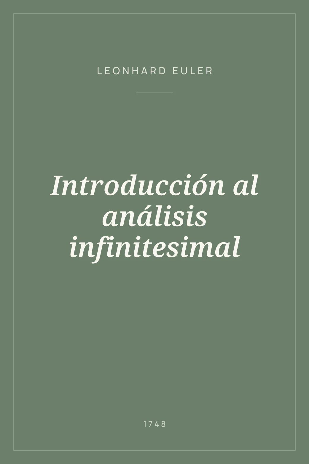 Portada de Introducción al análisis infinitesimal