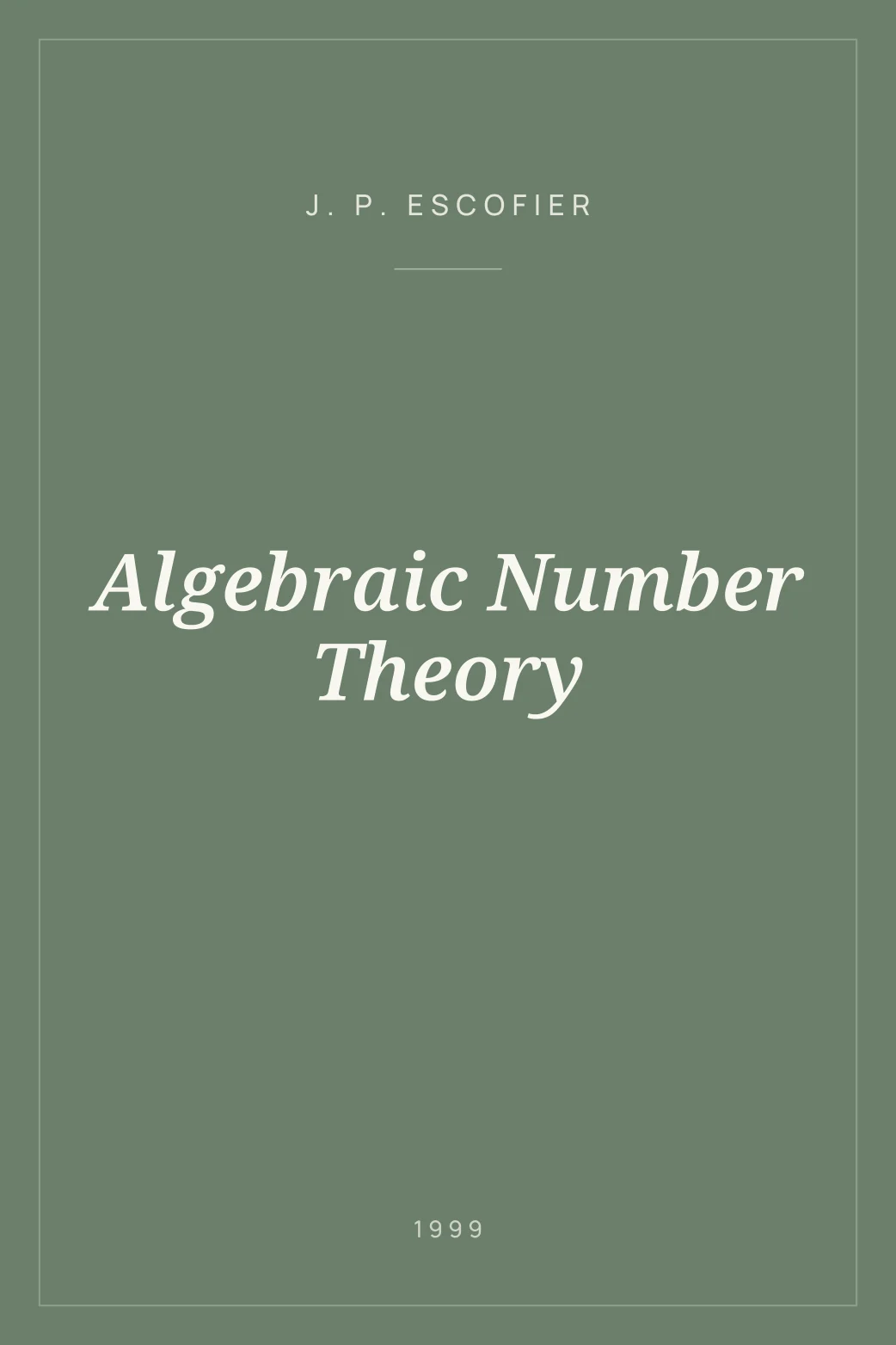Portada de Algebraic Number Theory