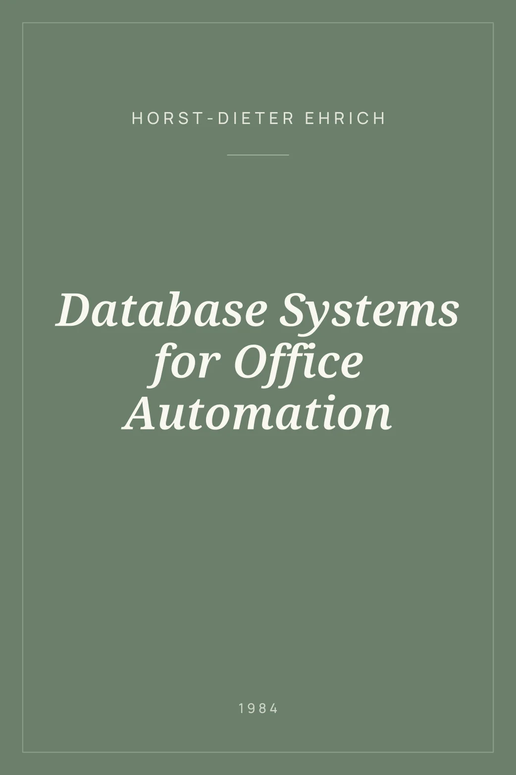 Portada de Database Systems for Office Automation