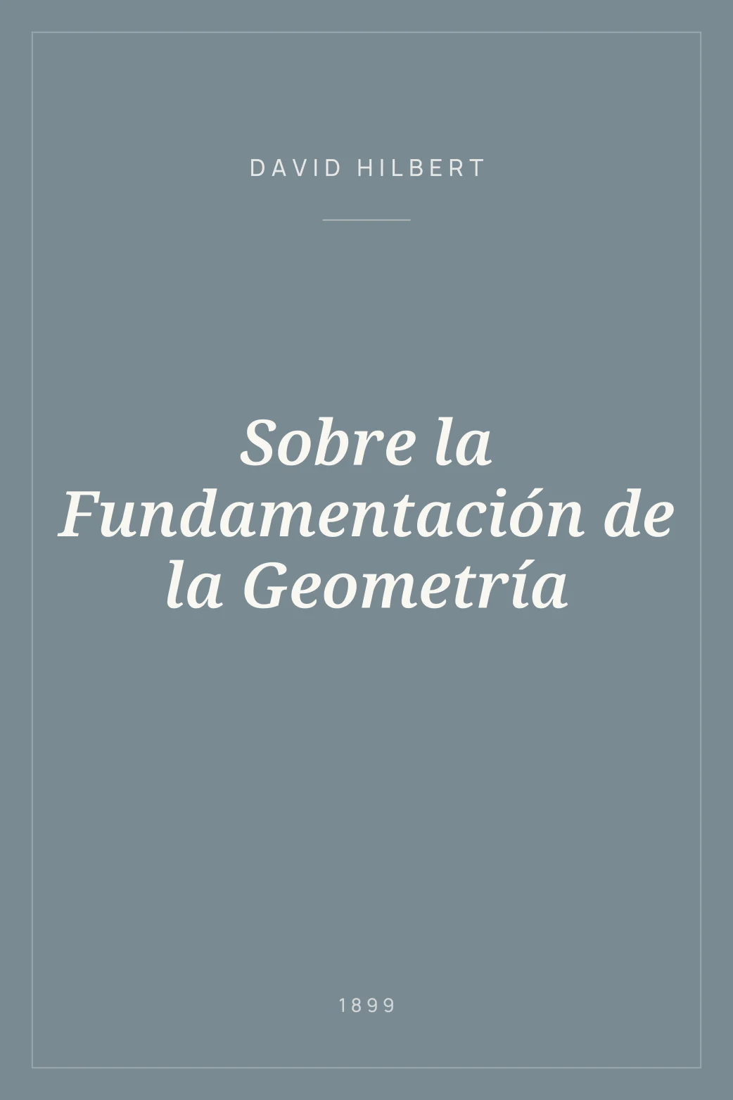 Portada de Sobre la Fundamentación de la Geometría